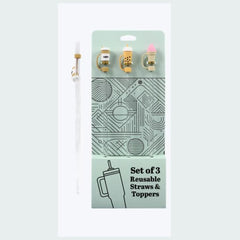 Straw toppers- set of 3