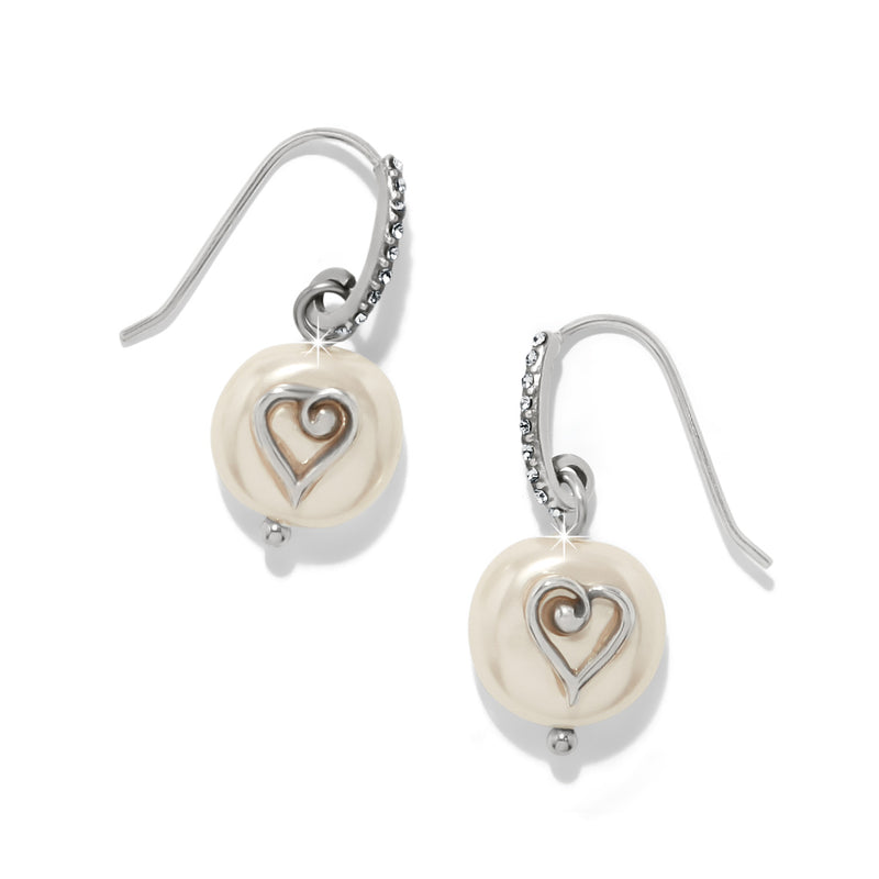 One heart pearl french wire earrings