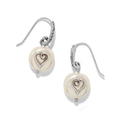 One heart pearl french wire earrings