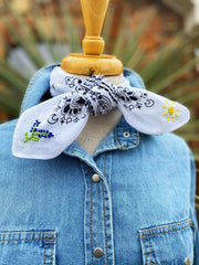 Embroidered Texas Bluebonnet Bandana: Pink