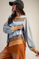 Oversized striped mineral washed sweater