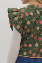 Floral quilted cropped vest