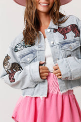 Sequin Tiger Denim Jacket