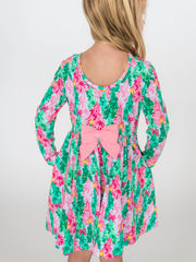 Girls Pink Jolly Grove Knit Long Sleeve Twirl Dress: Pink / 12-18m