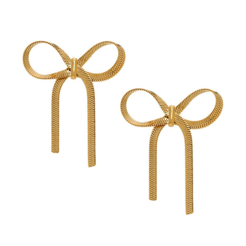Bow Herringbone Earrings 18K gold filled