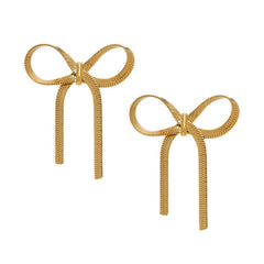 Bow Herringbone Earrings 18K gold filled