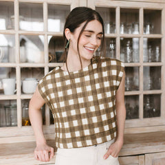 Painted Gingham Quilted Greta Top