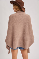OPEN FRONT BLANKET WRAP BOUCLE KNIT SWEATER CARDIGAN: One Size