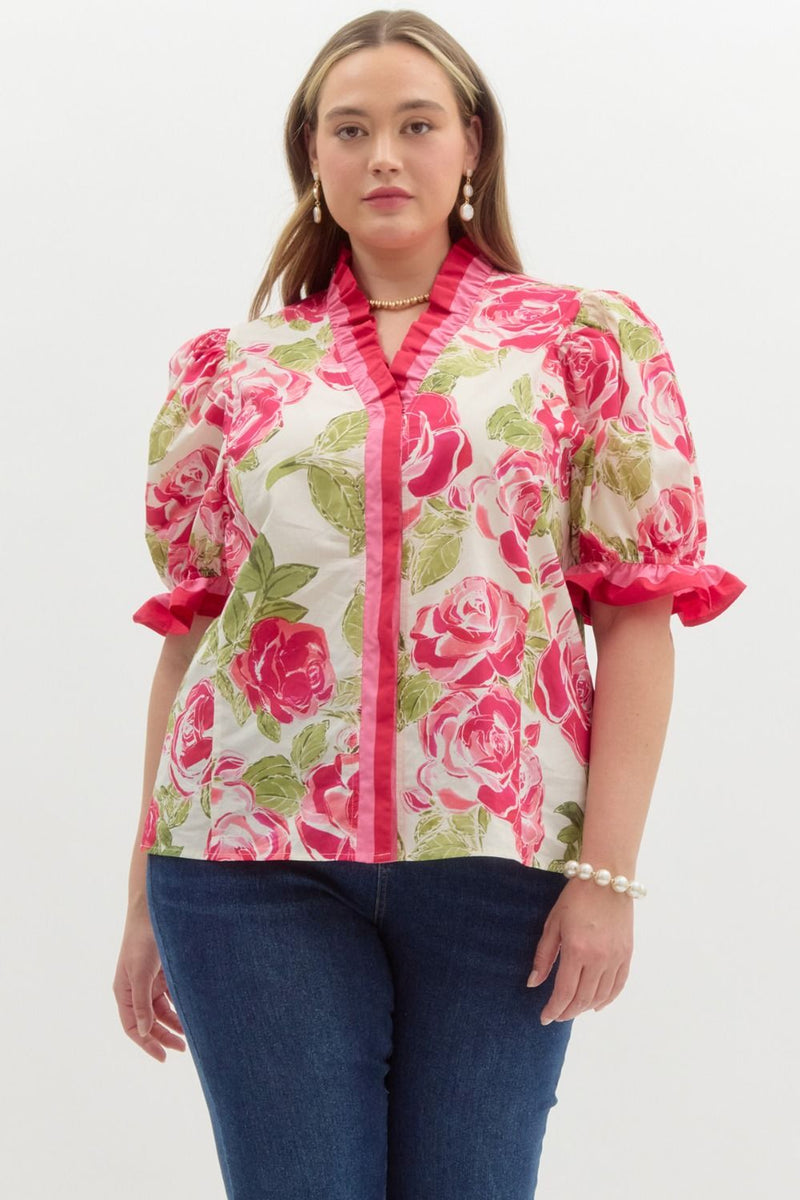 Curvy- Pink floral top