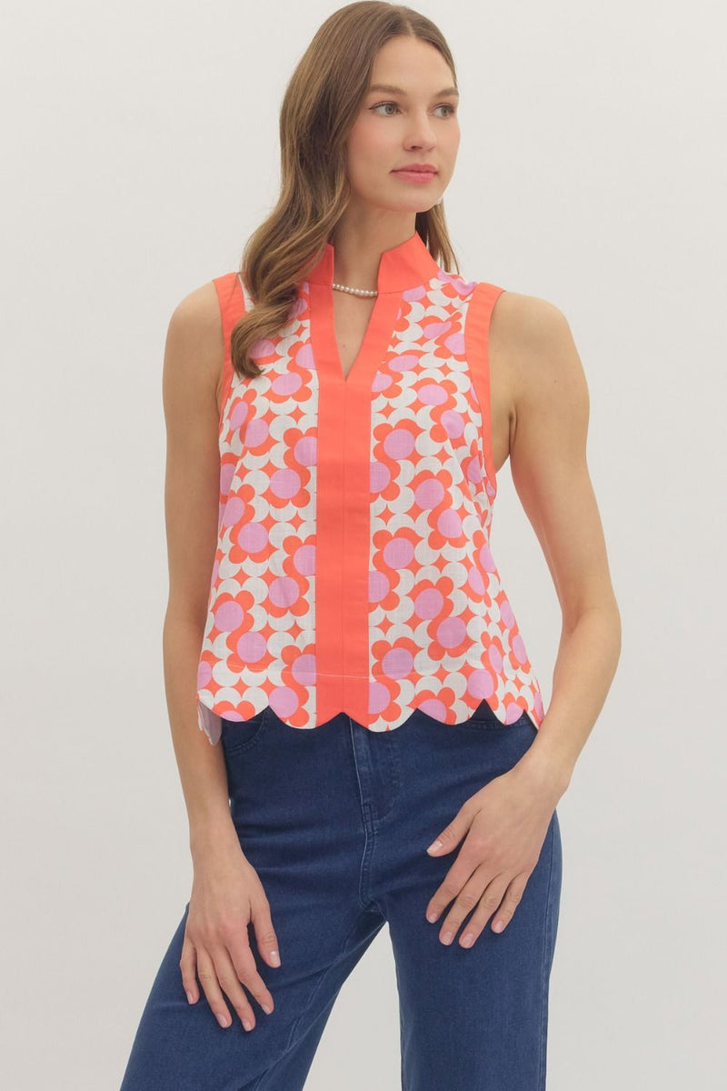 Coral quilted top
