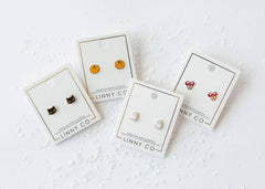 Screwback Stud Earrings - Black Cat