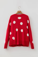 LAS Polka Dot Oversized Button Front Cardigan