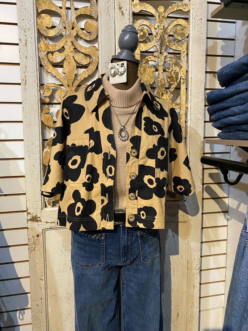 Crop pop flower jacket