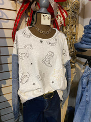 Long sleeve western denim shirt