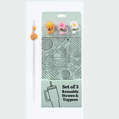 Straw toppers- set of 3