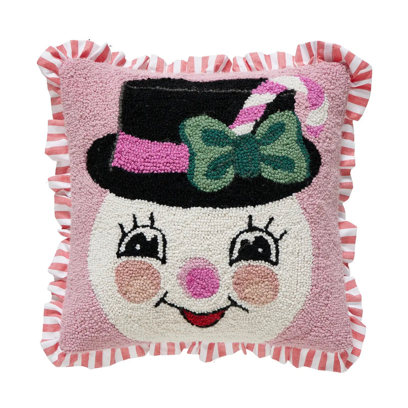 Pink snowman hook pillow