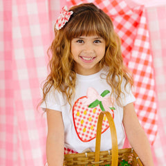Red Gingham Bow Clip - Kids Hair Bows - Spring Summer