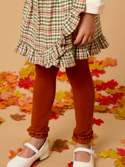 Girls Rust Footless Ruffle Tights: Orange