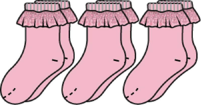 Girls Pink 3-Pack Ruffle Ankle Socks