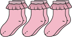 Girls Pink 3-Pack Ruffle Ankle Socks