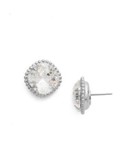 Cushion-Cut Solitaire Stud Earrings - Clear