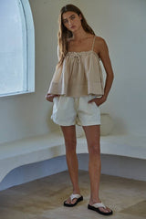 Front Tie Strap Square Neck Spaghetti Strap Cami Top