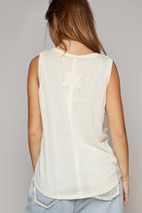 Cream Star Patch Tank Top