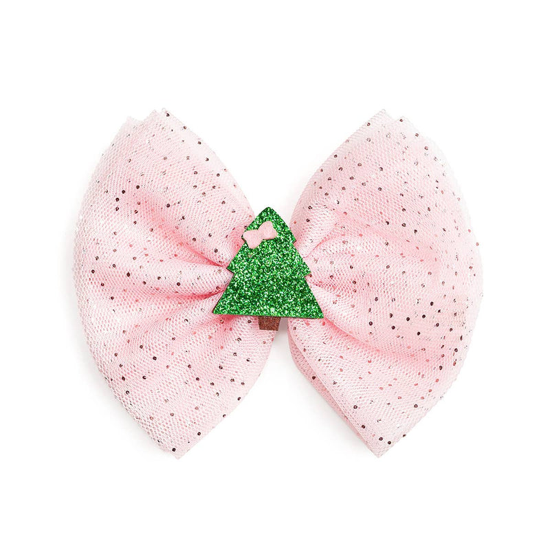 Christmas Tree Tulle Bow Clip - Hair Bows - Holiday