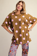 Big polka dot tee with pocket