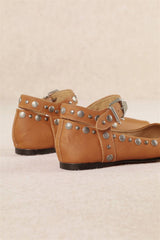 MYSTIC VINTAGE STUDDED SEMIS SQUARE TOE BALLET FLATS