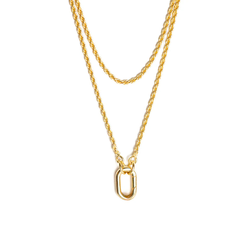 Double rope chain charm necklace