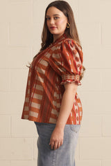 Ruffled button down top