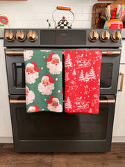 Santa Clause: Double-Sided Hand Towel: Green / Hand Towel (17 in x 27 in)