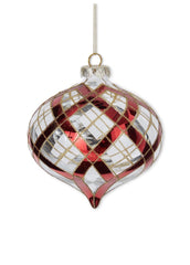 Clear glass plaid ornament
