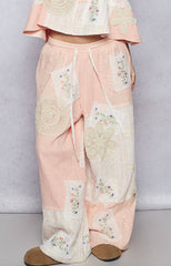 Solid Lace Patch Detail Woven Set