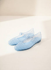 Woven Jelly Mary Jane Flats Tapered Square Toe
