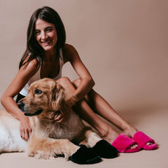 AVERIE - HOT PINK Faux Fur Slide : Hot Pink