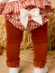 Girls Rust Footless Ruffle Tights: Orange
