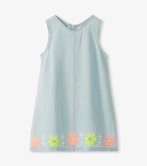Soft blue Embroidered Pinafore dress