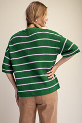 Pink and greens tripe SS sweater