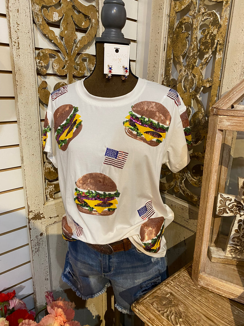 QOS American Hamburger Scattered Tee