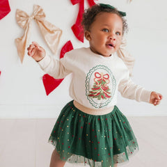 Sequin Christmas Tree Patch Long Sleeve Romper