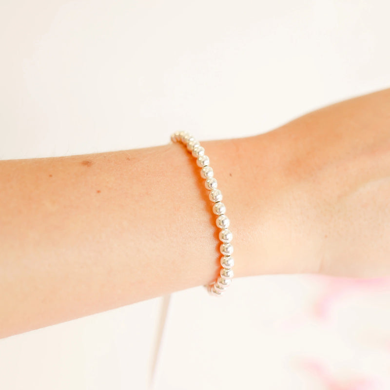 5MM Silver Beaded Bracelet: Extended 7.25 inch
