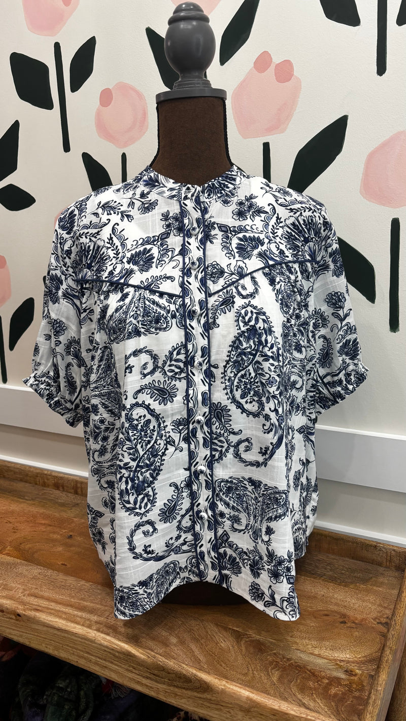 Western shirred yoke blouse-Jaden