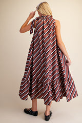 Ruffle tie neck midi dress