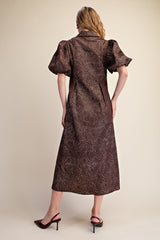Puff sleeve pleated dress
