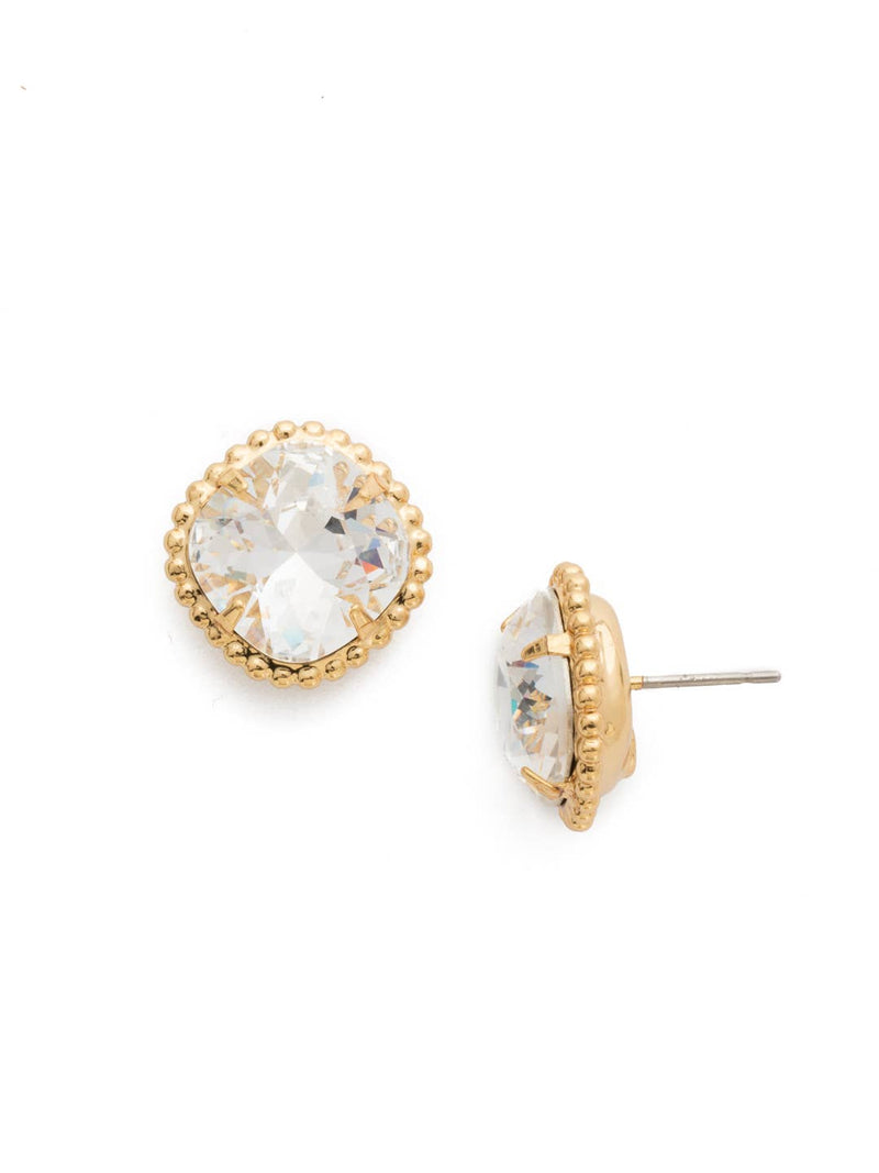 Cushion-Cut Solitaire Stud Earrings - Clear