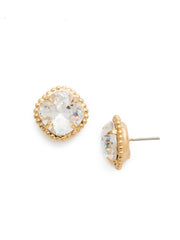 Cushion-Cut Solitaire Stud Earrings - Clear