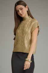 Metallic crop SS sweater