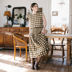Painted Gingham Quilted Greta Top